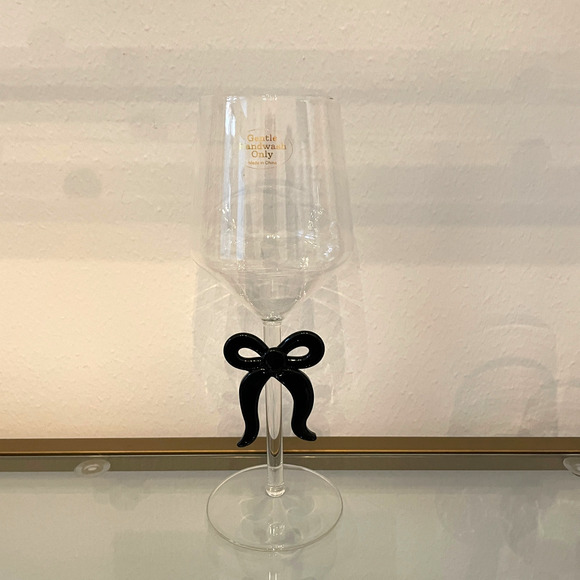 Black Bow Wine Glass Holiday Glam Barware NEW - Picture 7 of 13